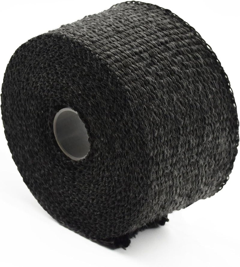 DOBTIM Fireproof Pipe Wrap Insulation 2" Wide X 16' Long, Fiberglass Heat Shield Tape Pipe Webbing for Stove Flue Protector with 2 Clamps, Black - Image 2